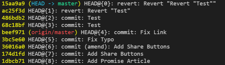 Reflog Output